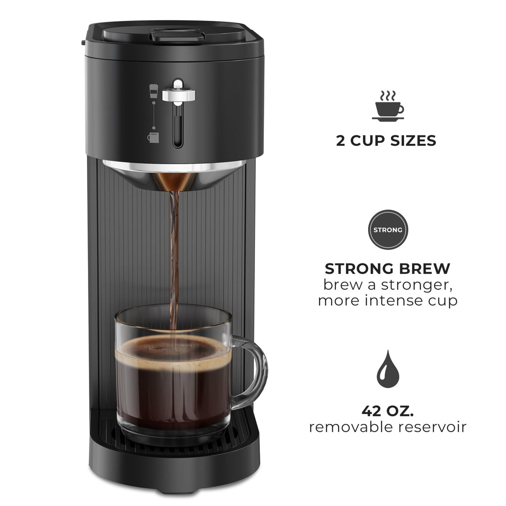 Single Serve Coffee Maker for K Cup and Ground Coffee, 6oz-14oz, Matte Black Q807761