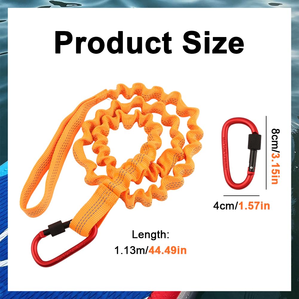 2-Pack Kayak Paddle Leash, 5-7 FT Stretchable Coiled Lanyard with Carabiner V4262