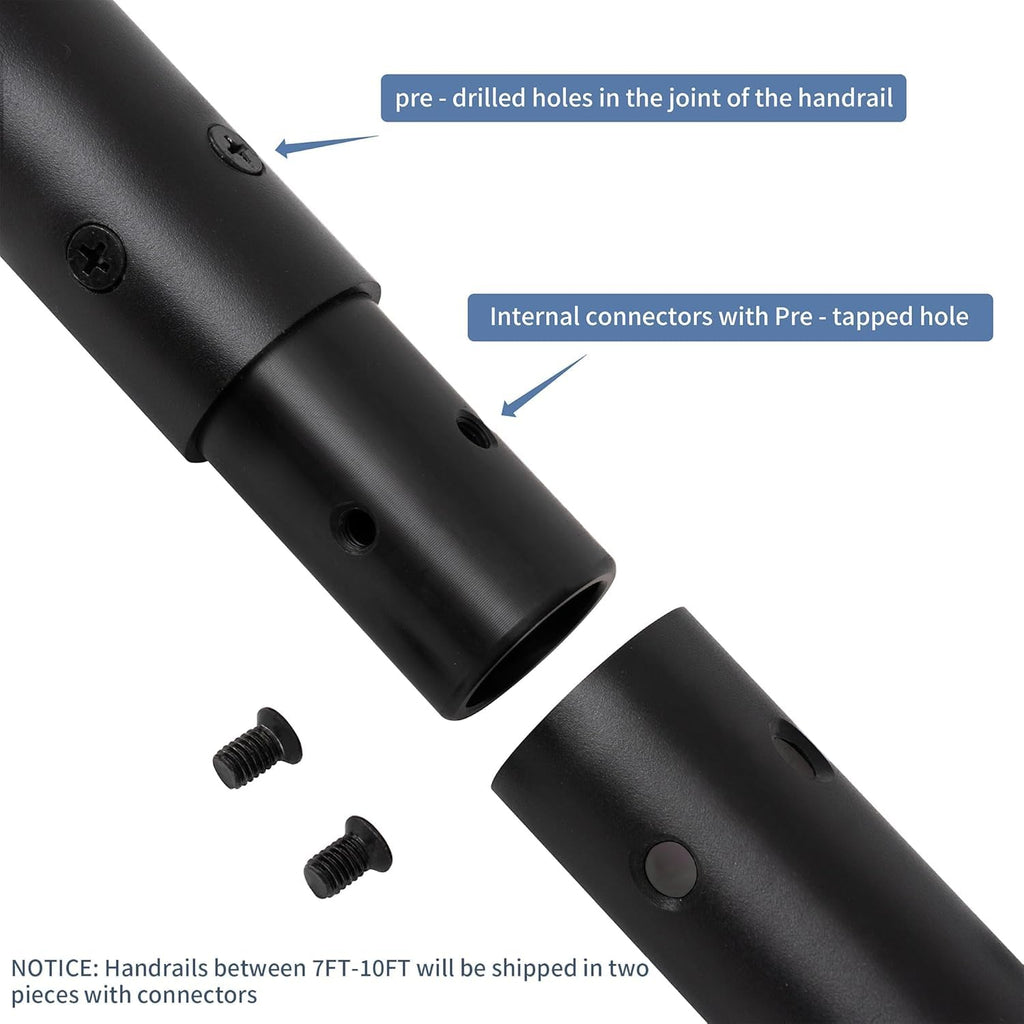 7 FT Matte Black Aluminum Handrail Set K478