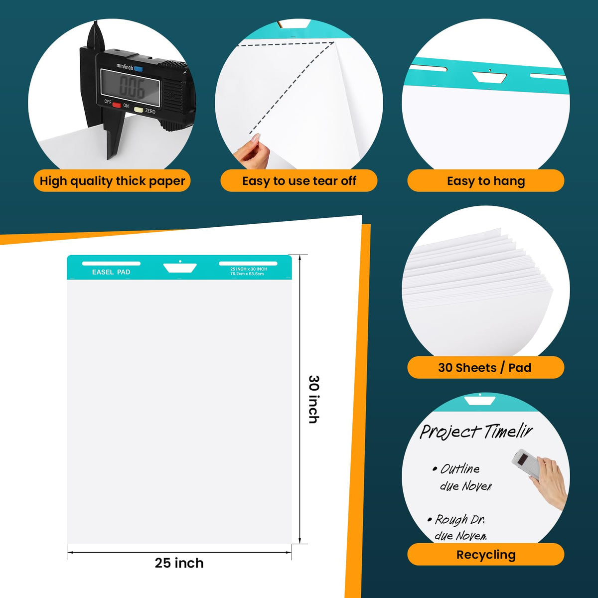 25x30 Inch Self-Adhesive Flip Chart Paper 10 Pack O247631
