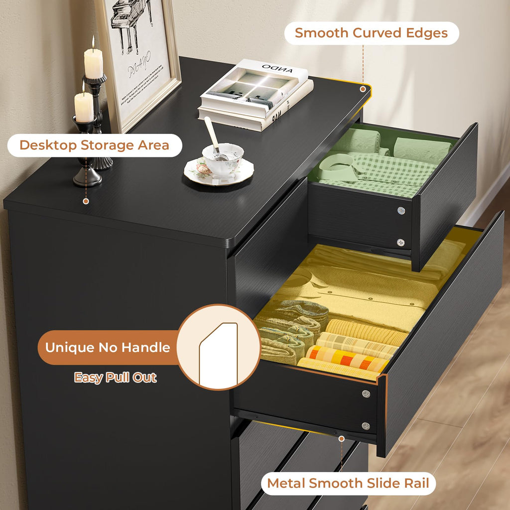 Black 8 Drawer Wood Dresser D6691