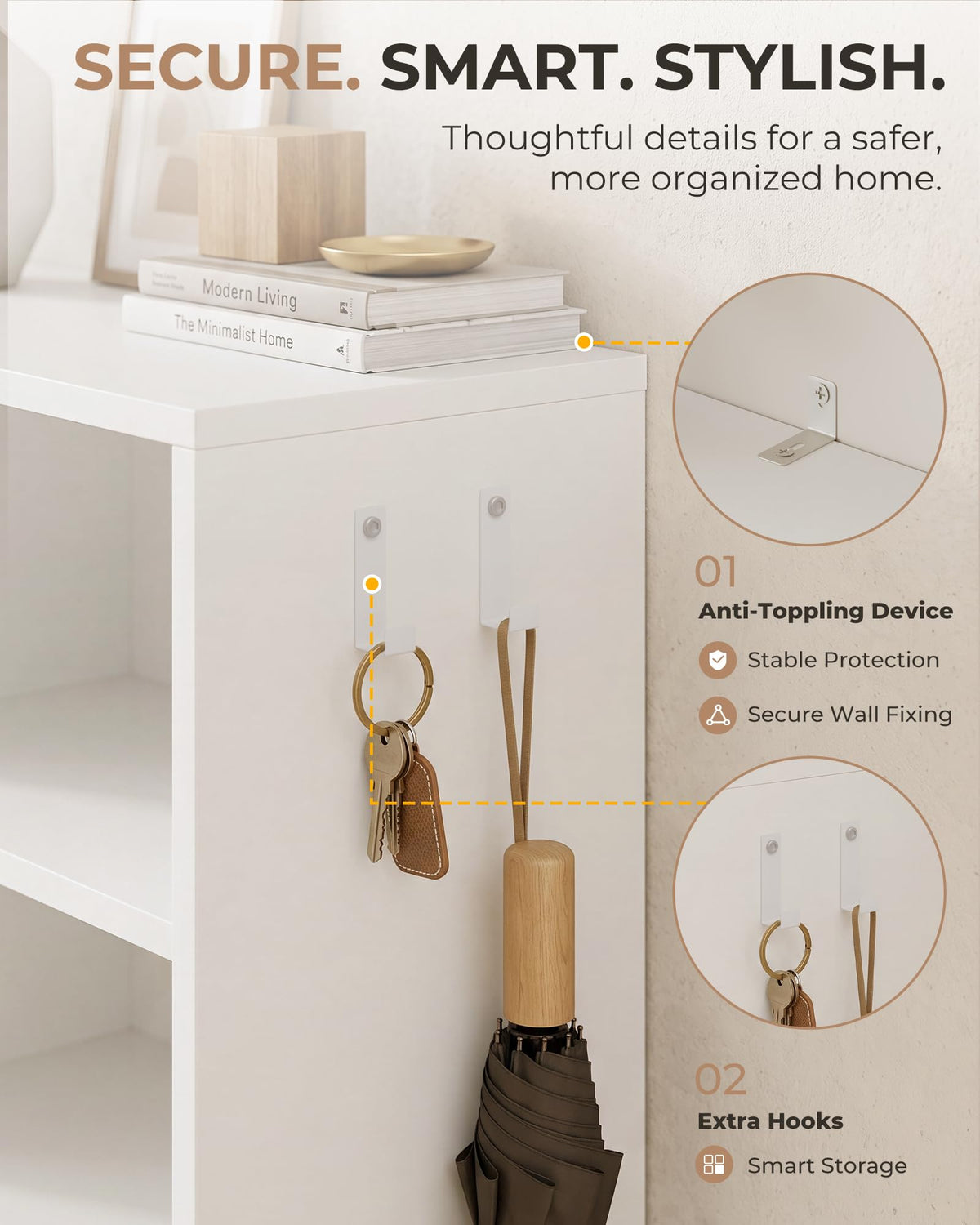 Narrow Shoe Storage Cabinet with 3 Flip Drawers K84682