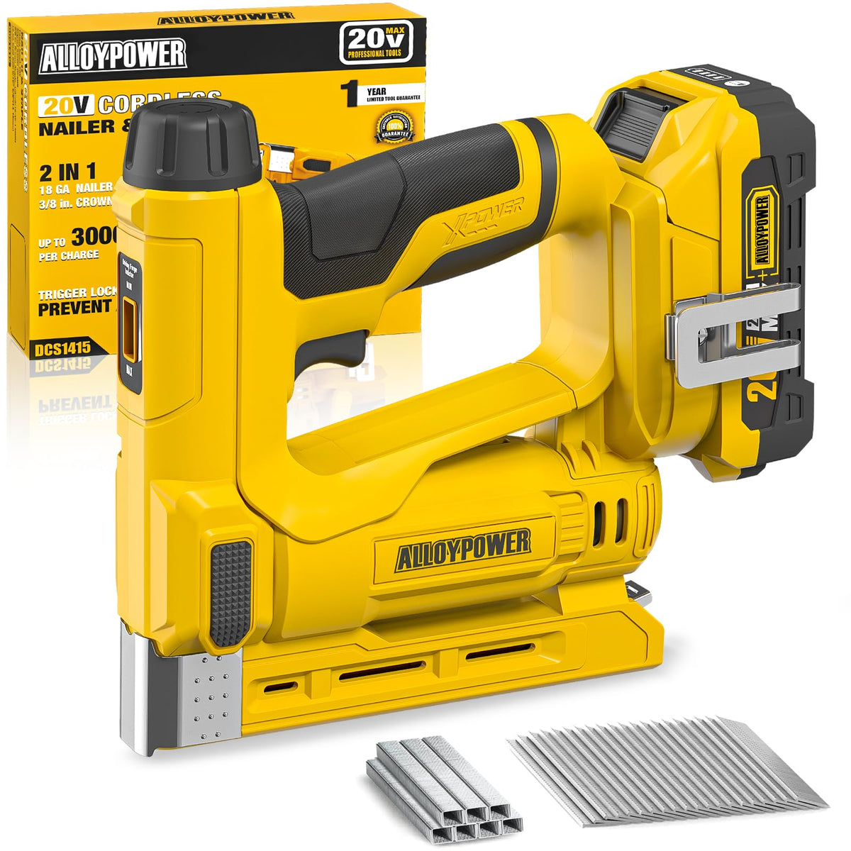 3/8'' Crown 18 Gauge 2 in 1 Cordless Brad Nailer/Electric Stapler with Battery & Charger M4728