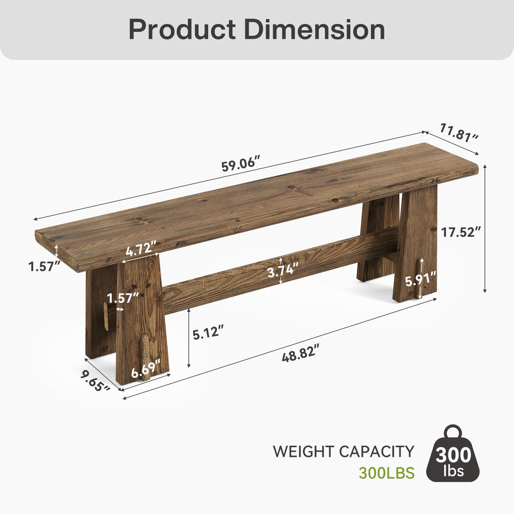 59" Solid Wood Bench Z689