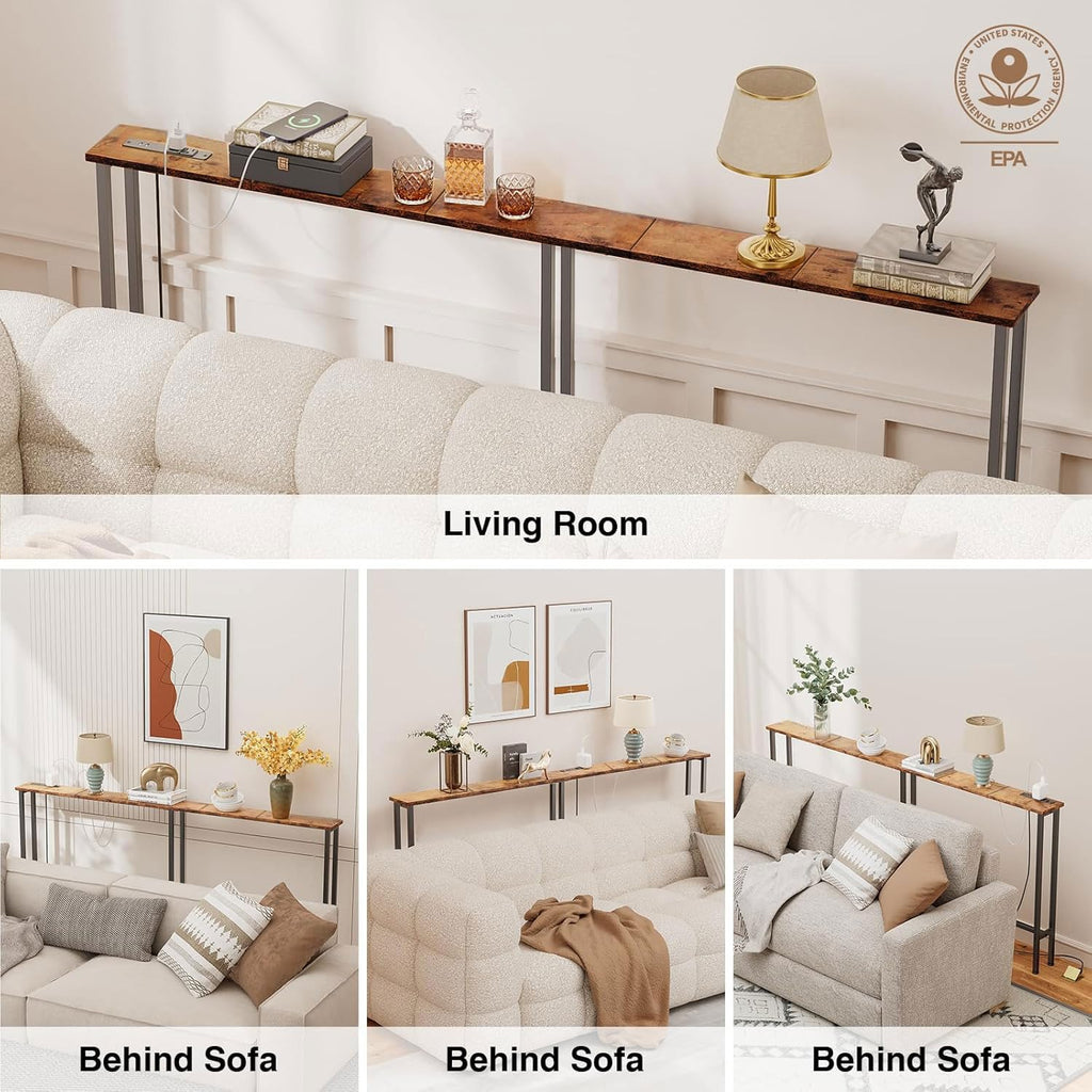 78" Narrow Console Sofa Table with Power Outlets & 2 USB Ports U7747