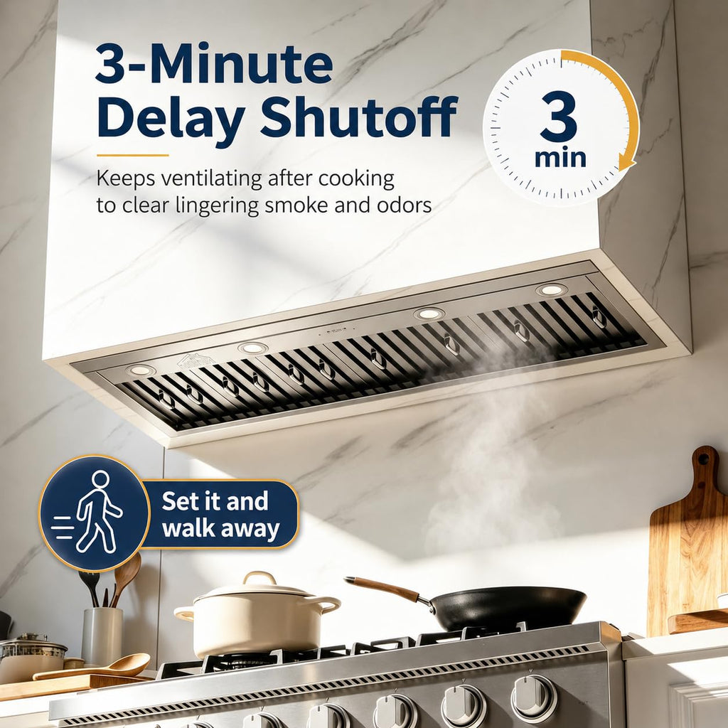 48 inch Stainless Steel Built-in Range Hood with Liner and Baffle Filter N766