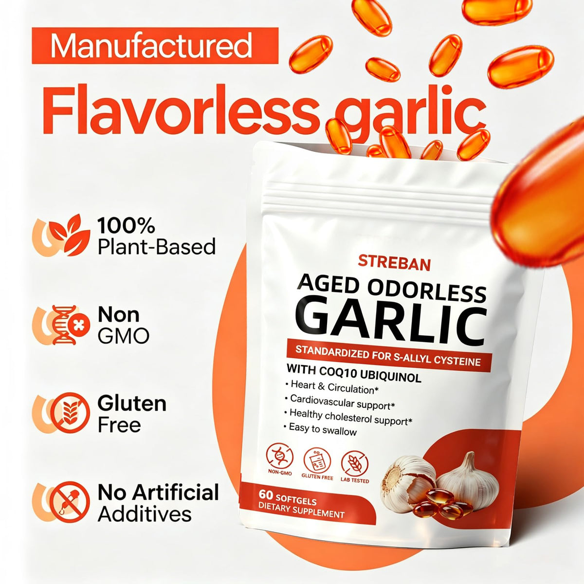 Odorless Garlic Supplement 600mg Softgels M142