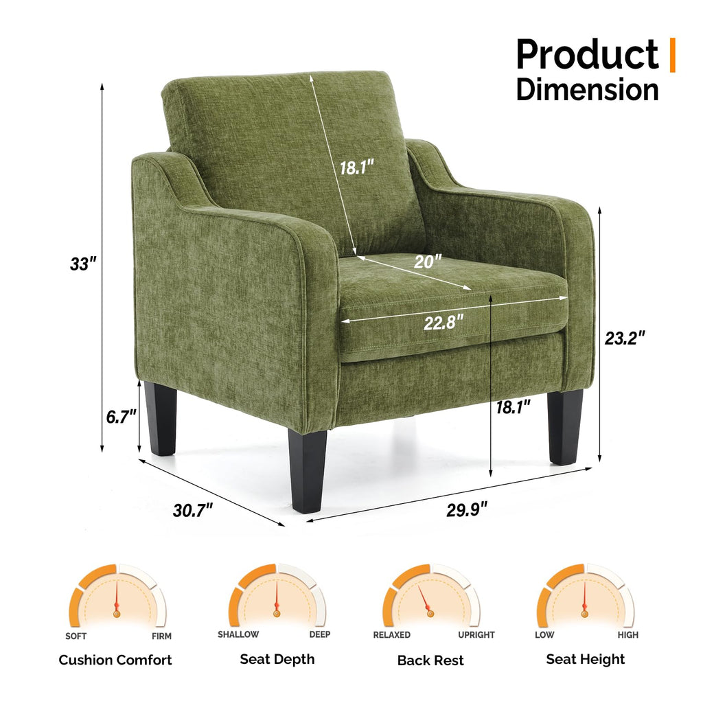 Olive Green Chenille Accent Chairs Set of 2 X384240