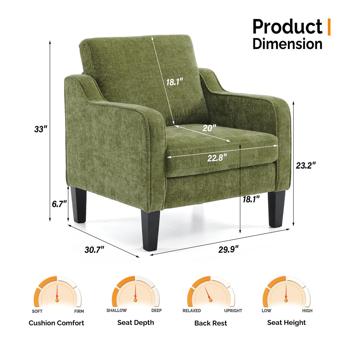 Olive Green Chenille Accent Chairs Set of 2 X384240