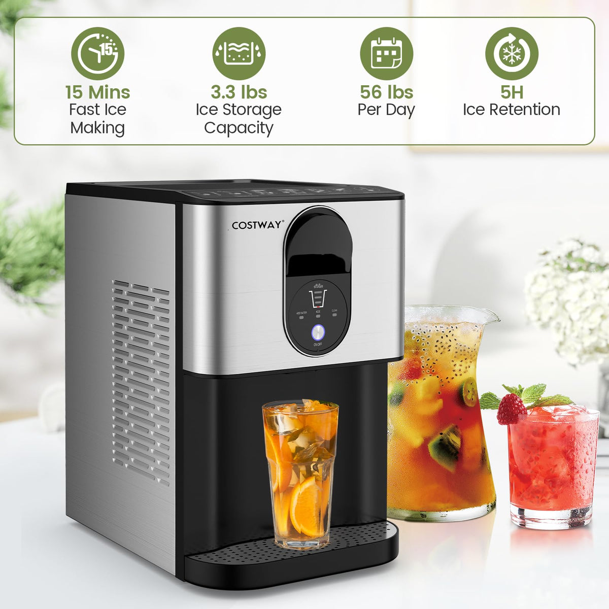 Self Dispensing Nugget Ice Maker Countertop 56Lbs/24H L5498