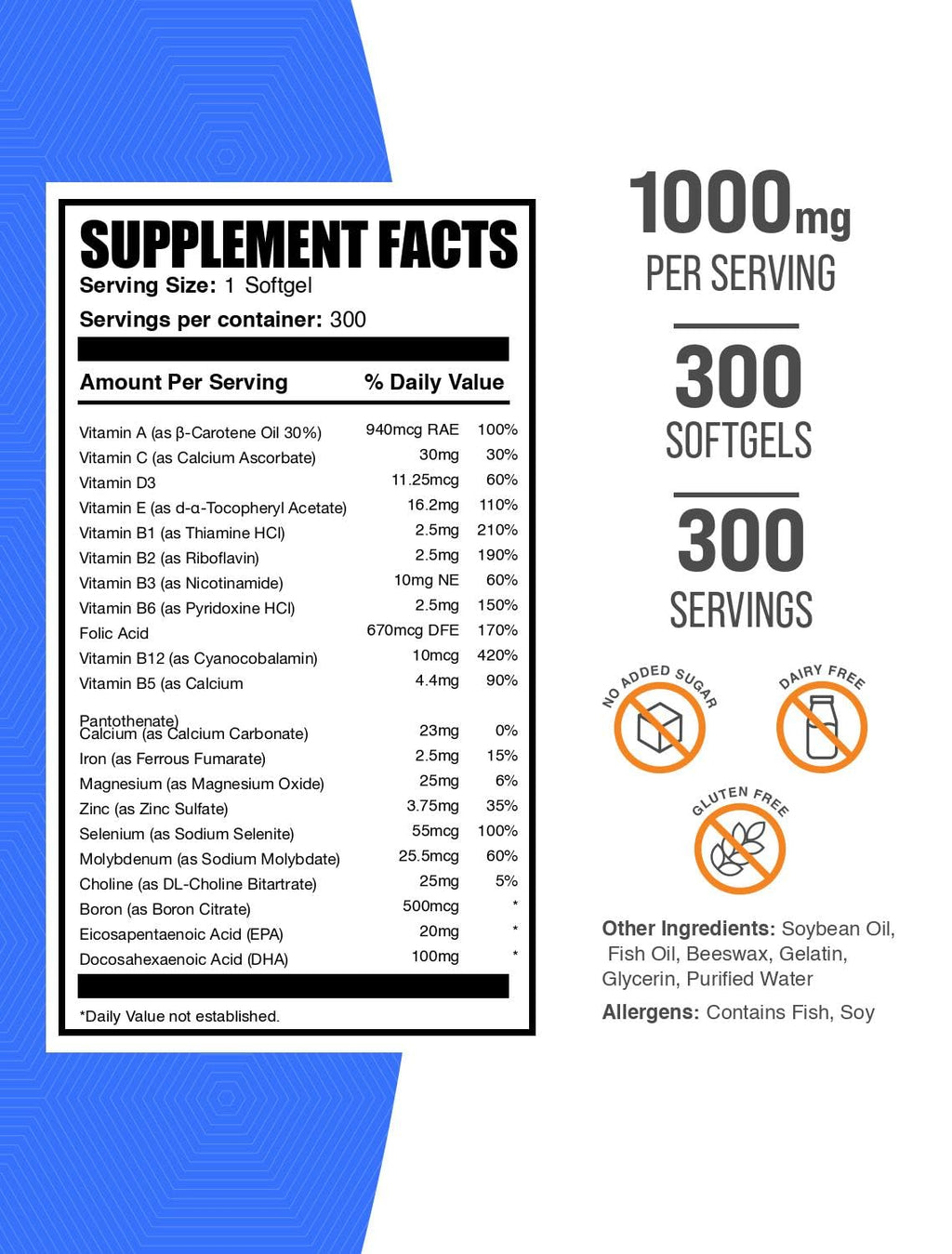 Multivitamin Softgels Gluten Free 300 Count B917