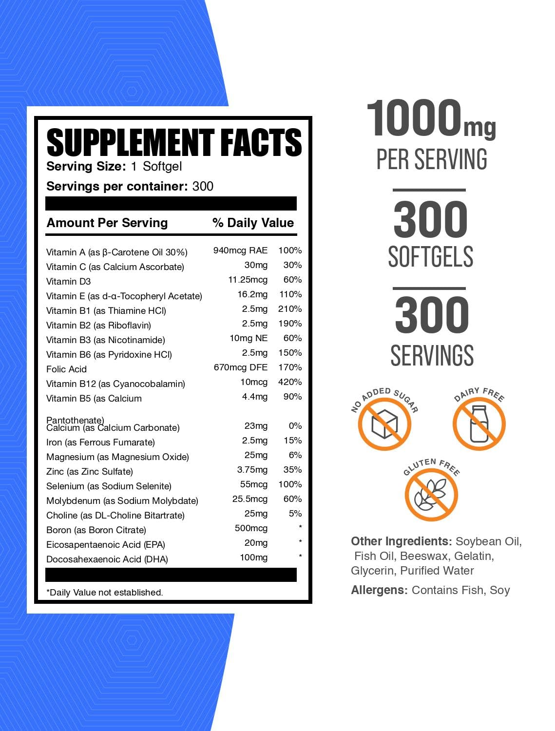 Multivitamin Softgels Gluten Free 300 Count B917