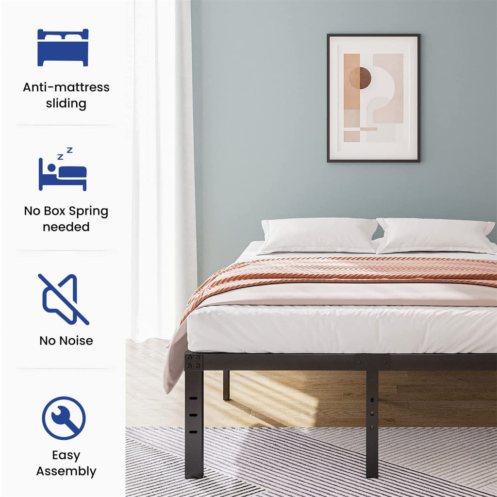 Queen Size 18 inch Tall Black Storage Bed Frame with Steel Slats V384004