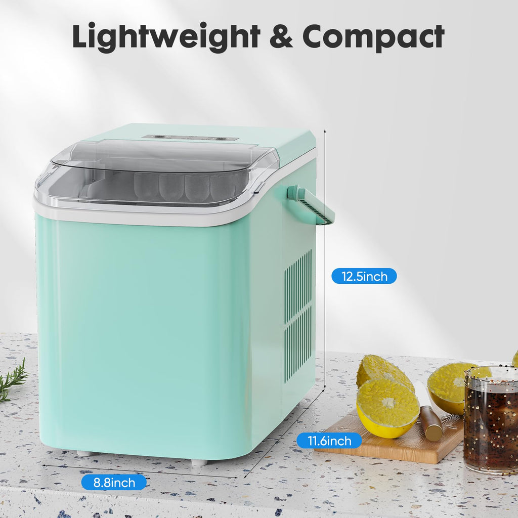 Countertop Ice Maker Machine with Handle, Self-Cleaning, 2 Sizes Bullet Ice, Black U445108