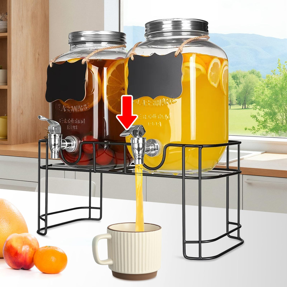 1 Gallon Glass Beverage Dispenser Jars M9559