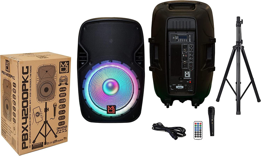 15" 2-Way Powered Bluetooth Karaoke Speaker with Speaker Stand R2505