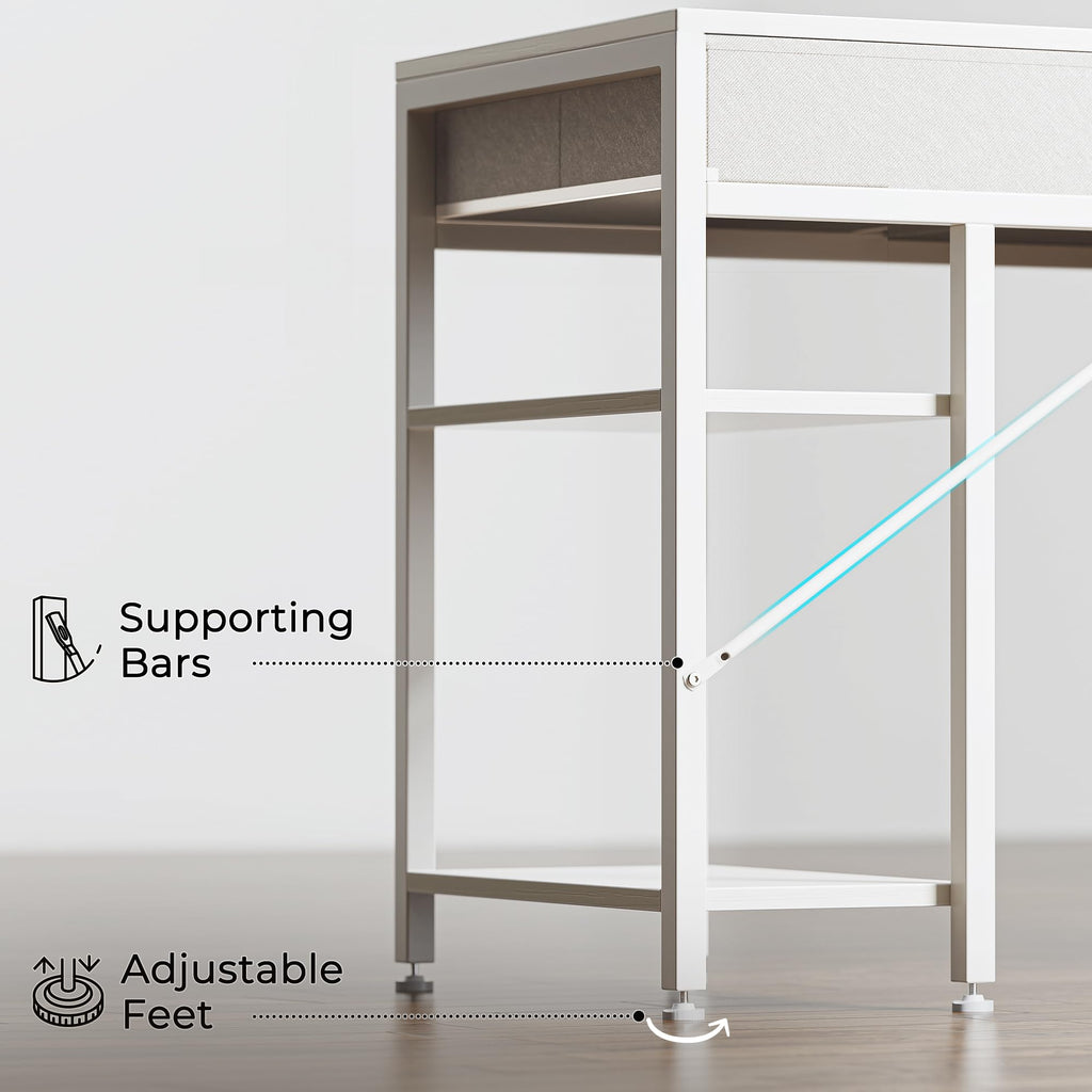 White 6 Drawer Computer Desk with Shelves D54863