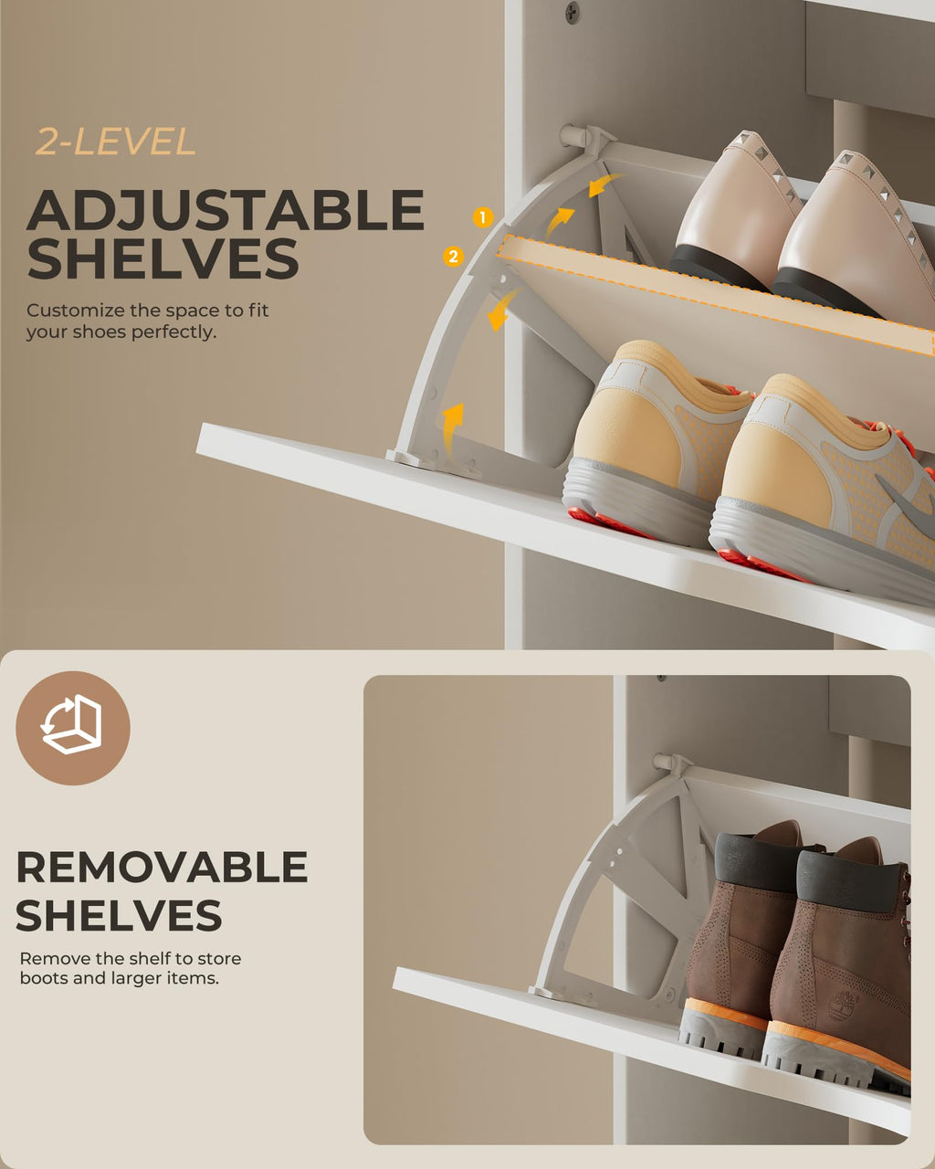 Narrow Shoe Storage Cabinet with 3 Flip Drawers K84682