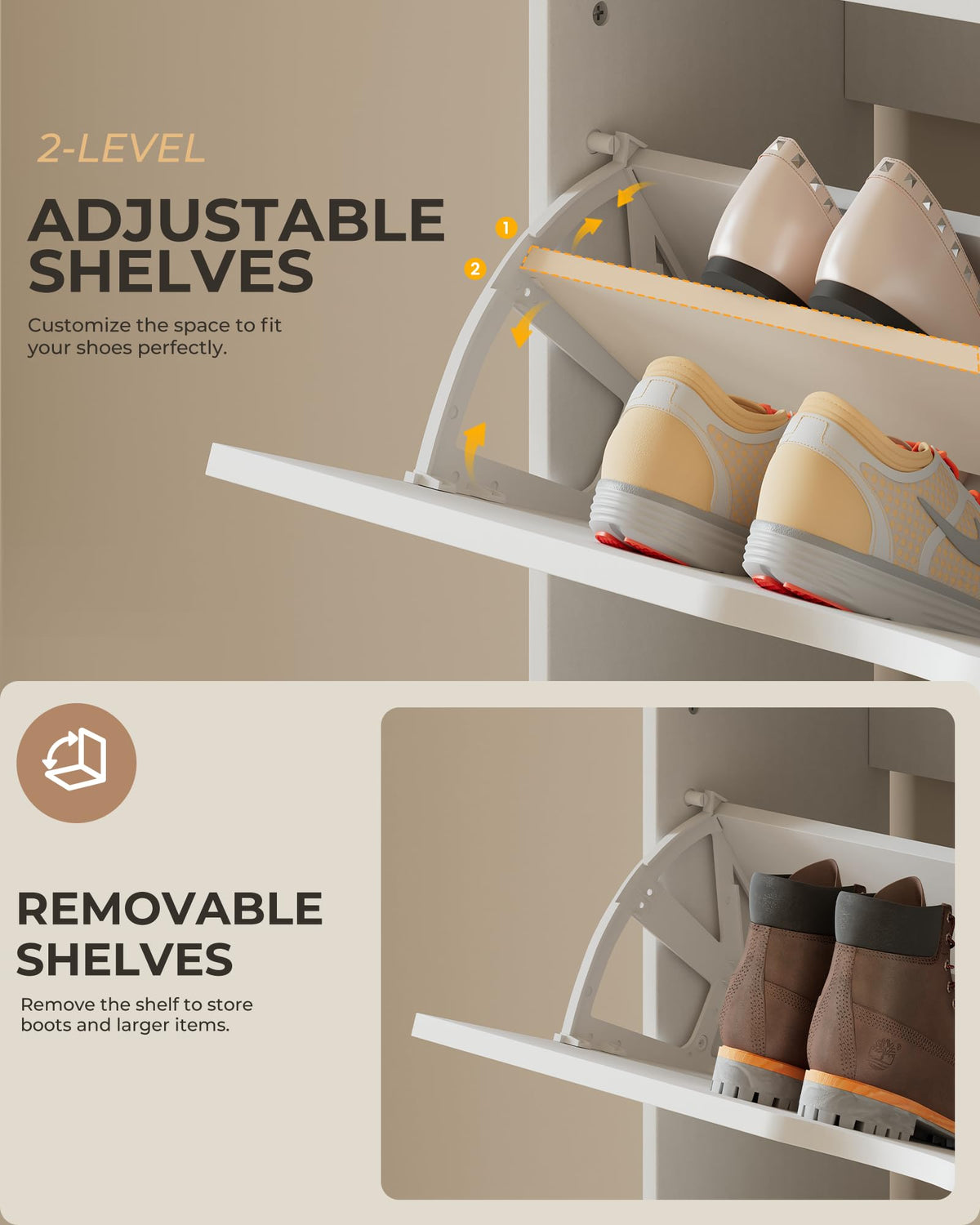 Narrow Shoe Storage Cabinet with 3 Flip Drawers K84682