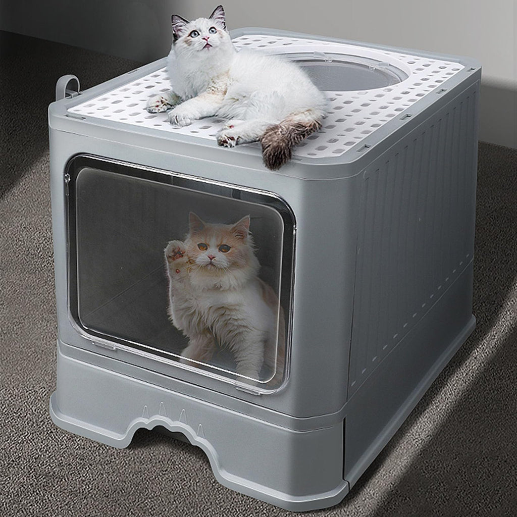Foldable Enclosed Cat Litter Box with Lid K53387