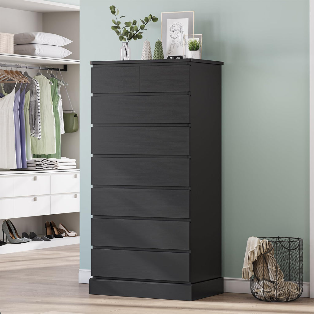 Black 8 Drawer Wood Dresser D6691