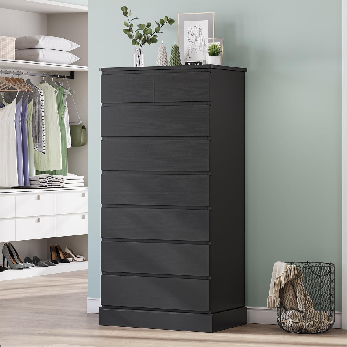 Black 8 Drawer Wood Dresser D6691