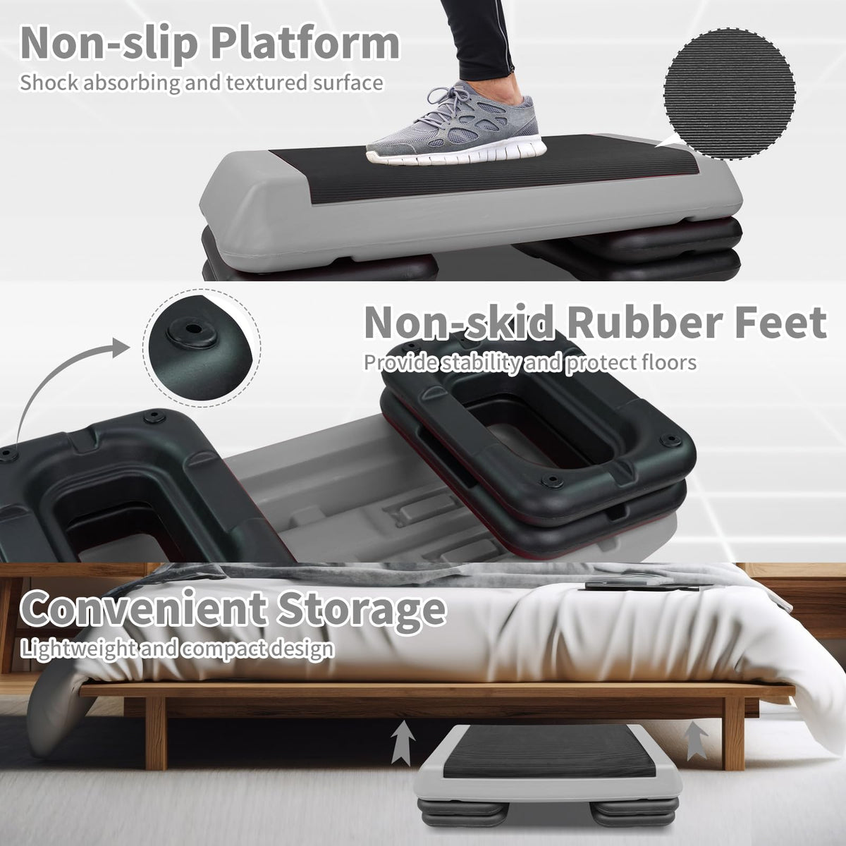 Adjustable Aerobic Stepper with 4 Risers T443894