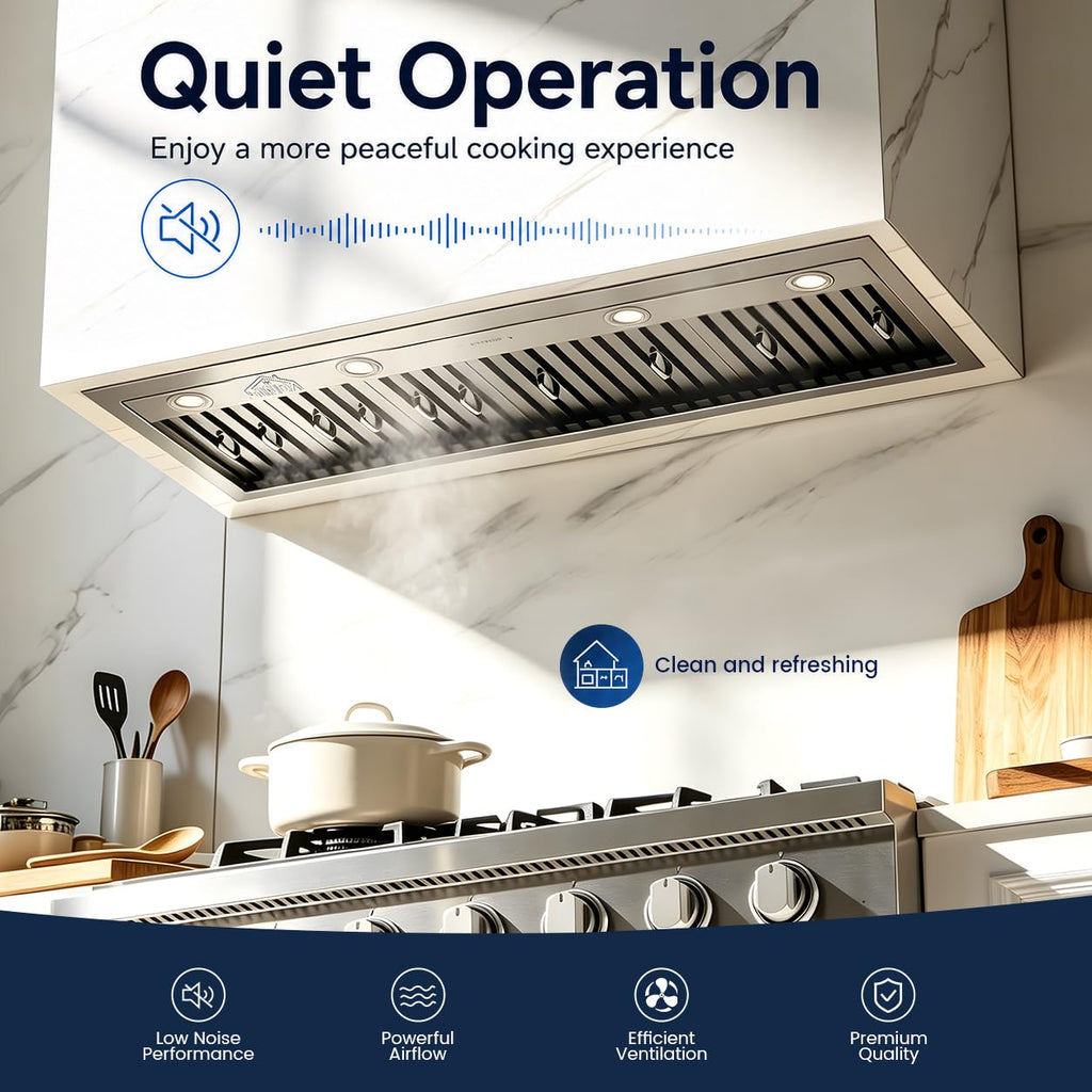 48 inch Stainless Steel Built-in Range Hood with Liner and Baffle Filter N766