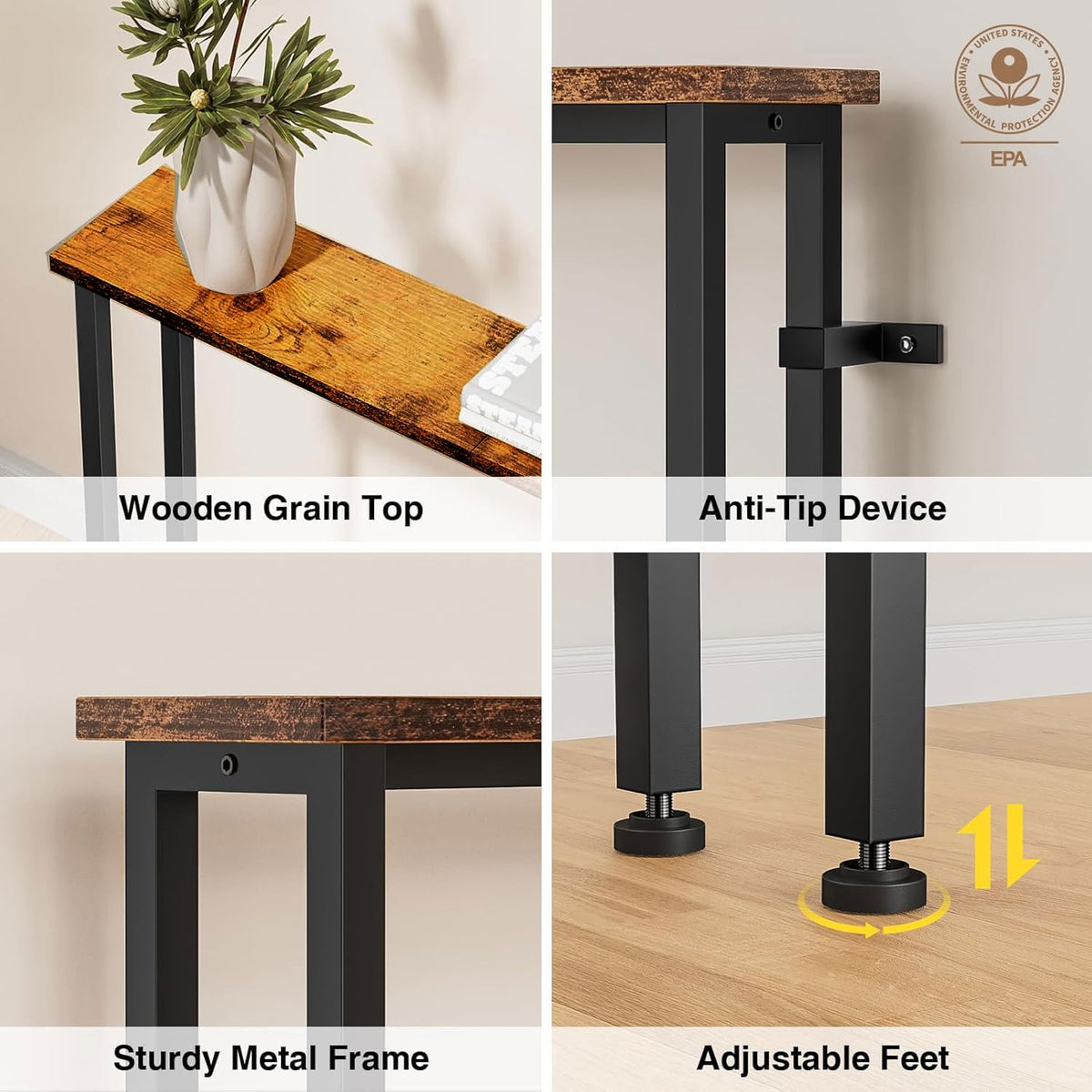 78" Narrow Console Sofa Table with Power Outlets & 2 USB Ports U7747