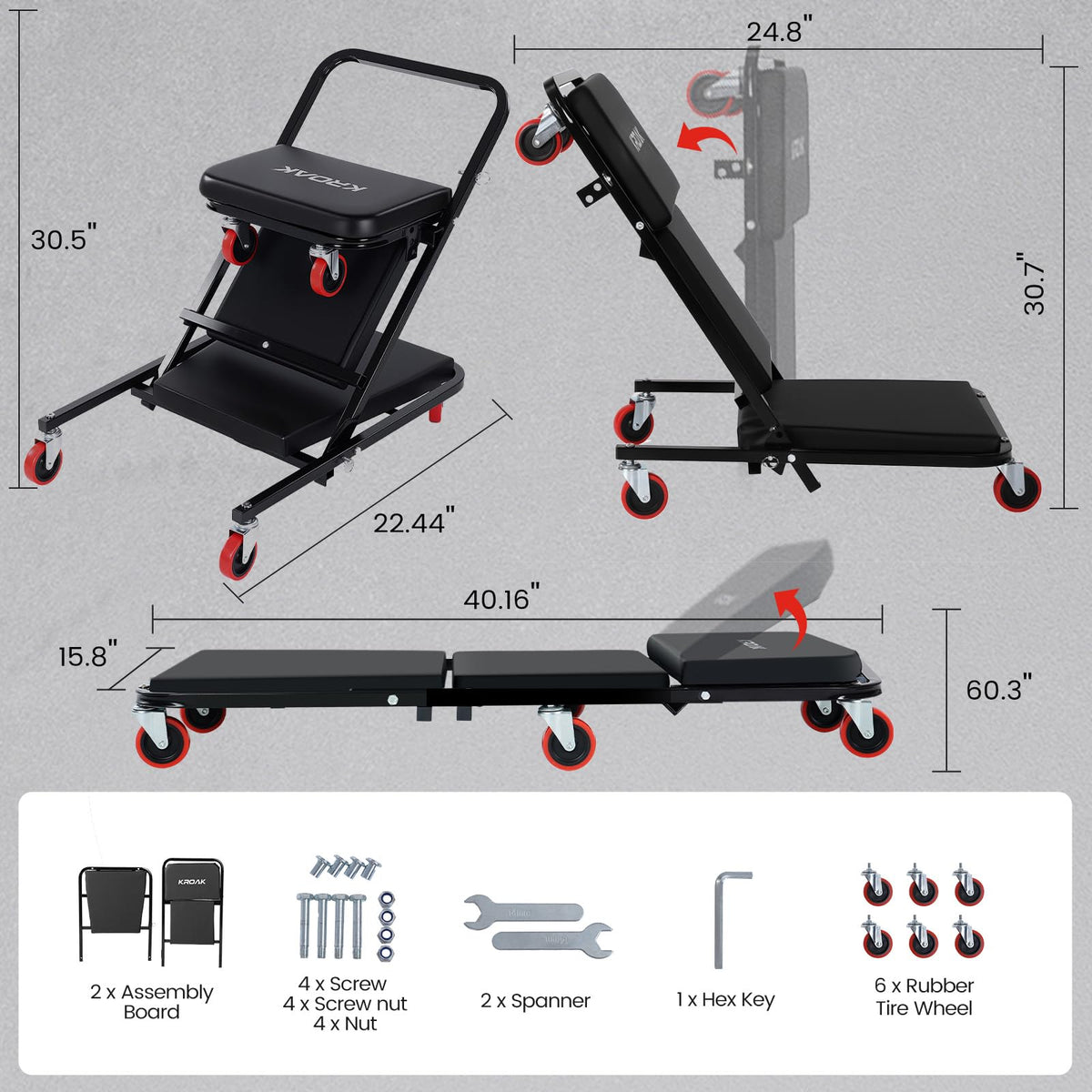 40 Inches 4 in 1 Creeper Seat up to 450 lbs Capacity H3663
