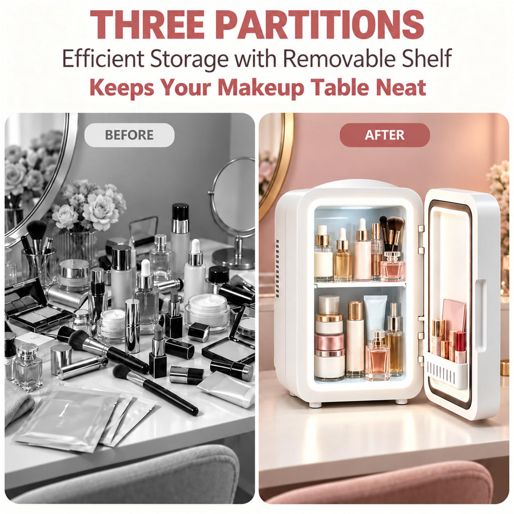 4 Liter Mini Skincare Fridge with Dimmable LED Mirror N63384
