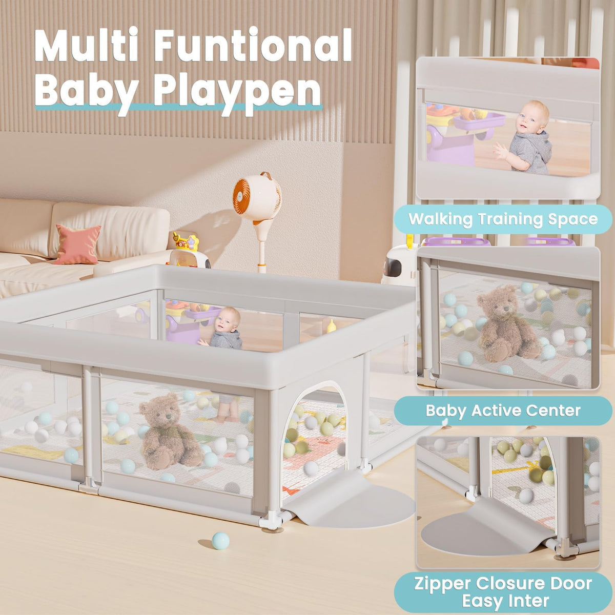Baby Playpen with Mat, 50x50 Inch W6719
