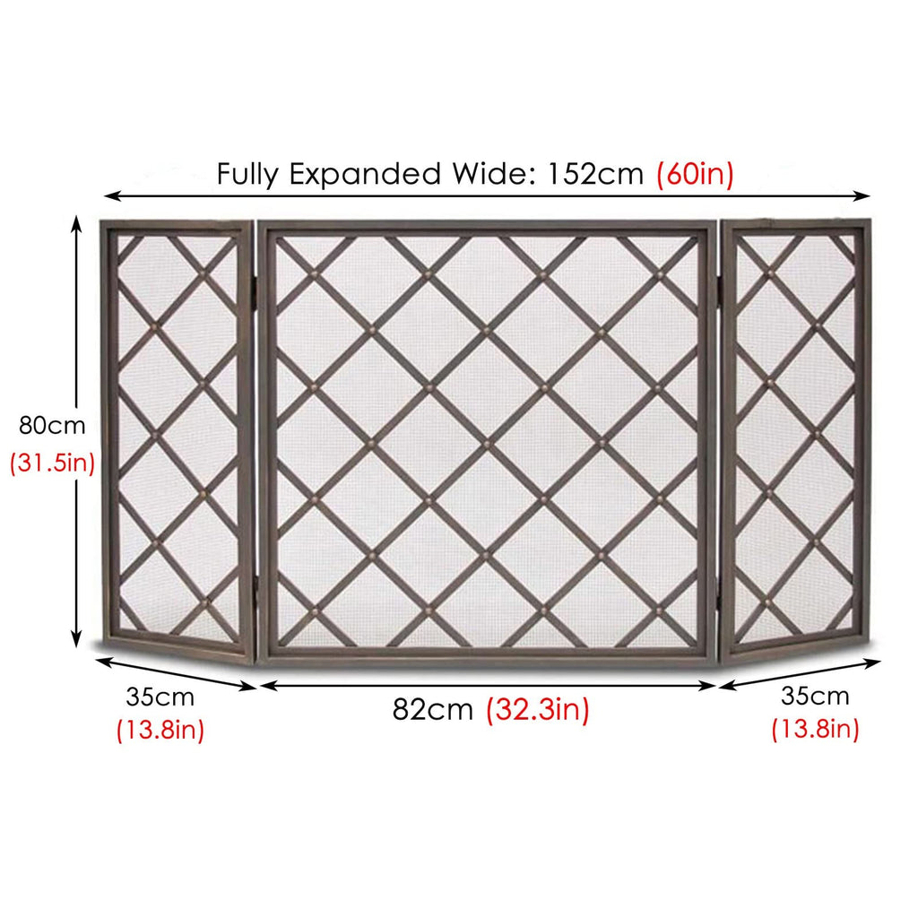 60 Inch Black 3 Panel Fireplace Screen Y854