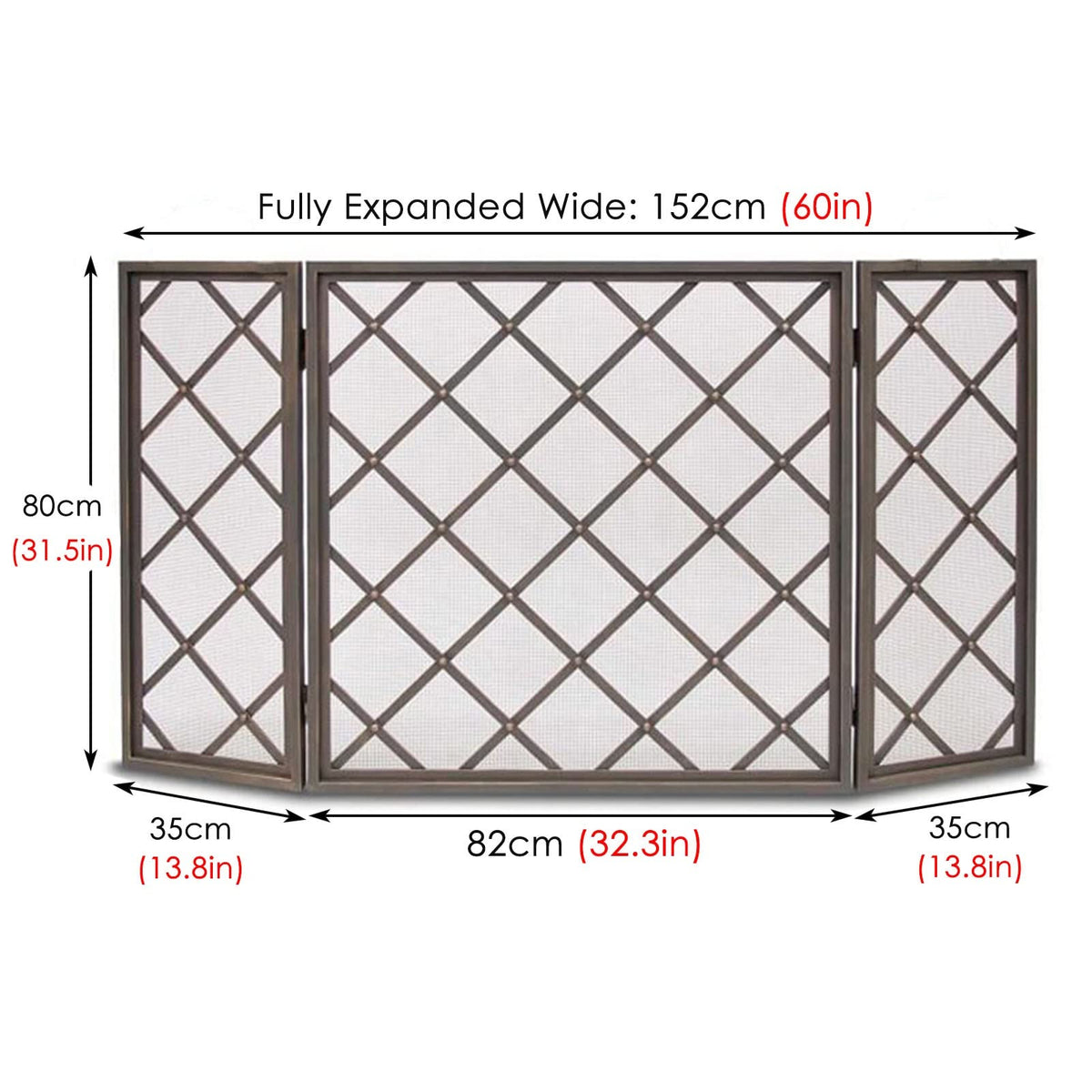 60 Inch Black 3 Panel Fireplace Screen Y854