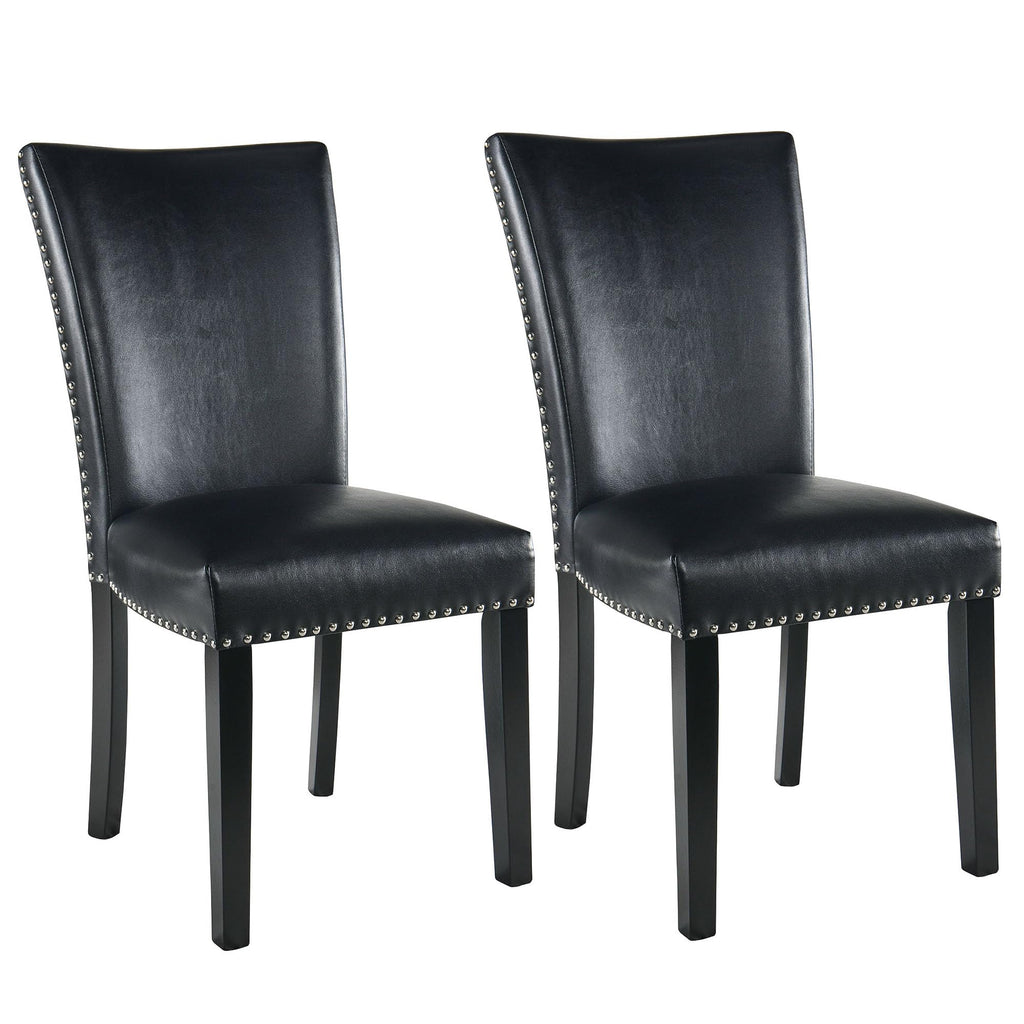 Black PU Leather Upholstered Dining Chairs Set of 2 V85684