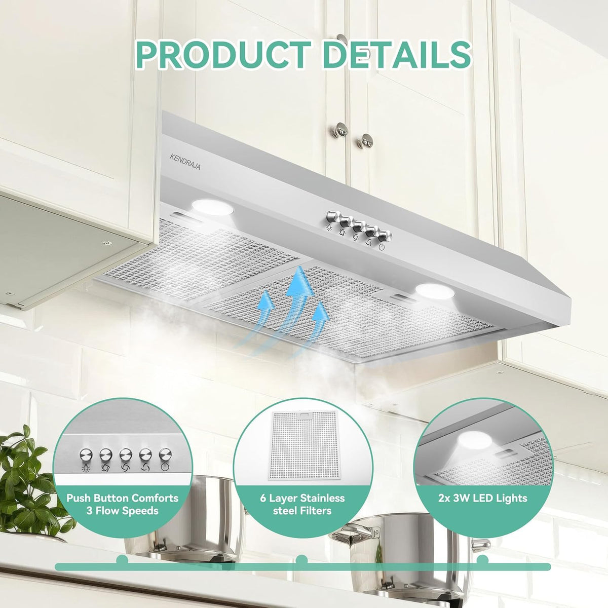 36 Inch 700 CFM Stainless Steel Under Cabinet Range Hood U794211