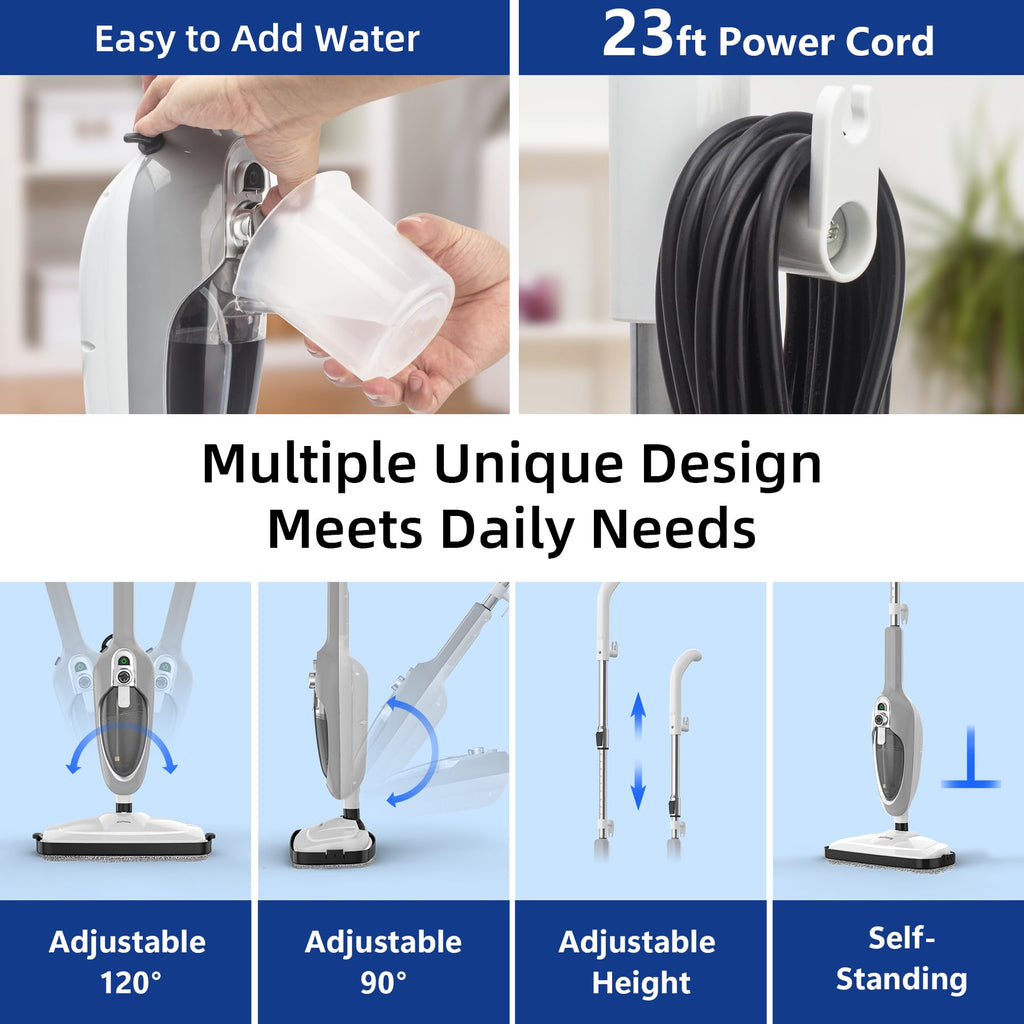 10-in-1 Handheld Steam Mop with 11 Accessories B7758