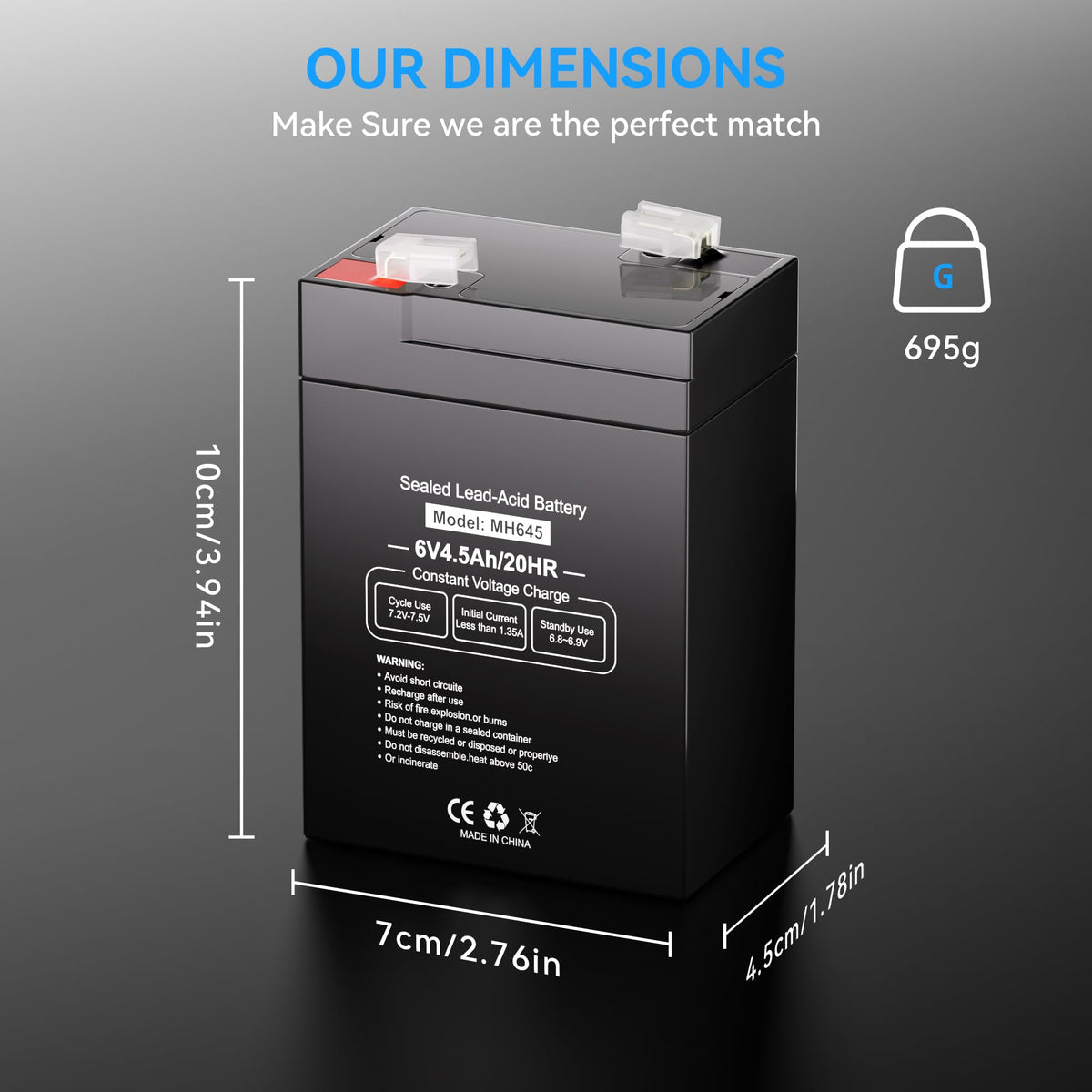 6V 4.5Ah Rechargeable SLA AGM Battery, 6 Pack W390