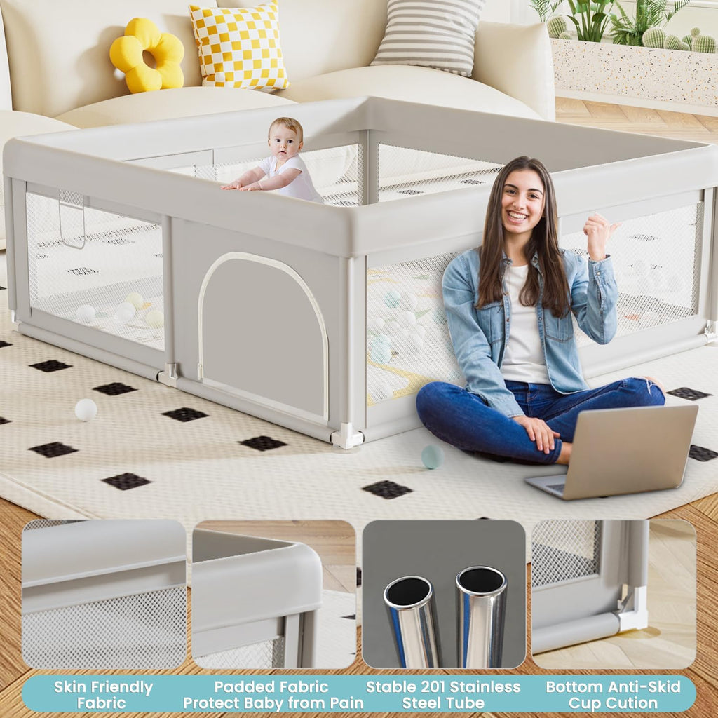 Baby Playpen with Mat, 50x50 Inch W6719