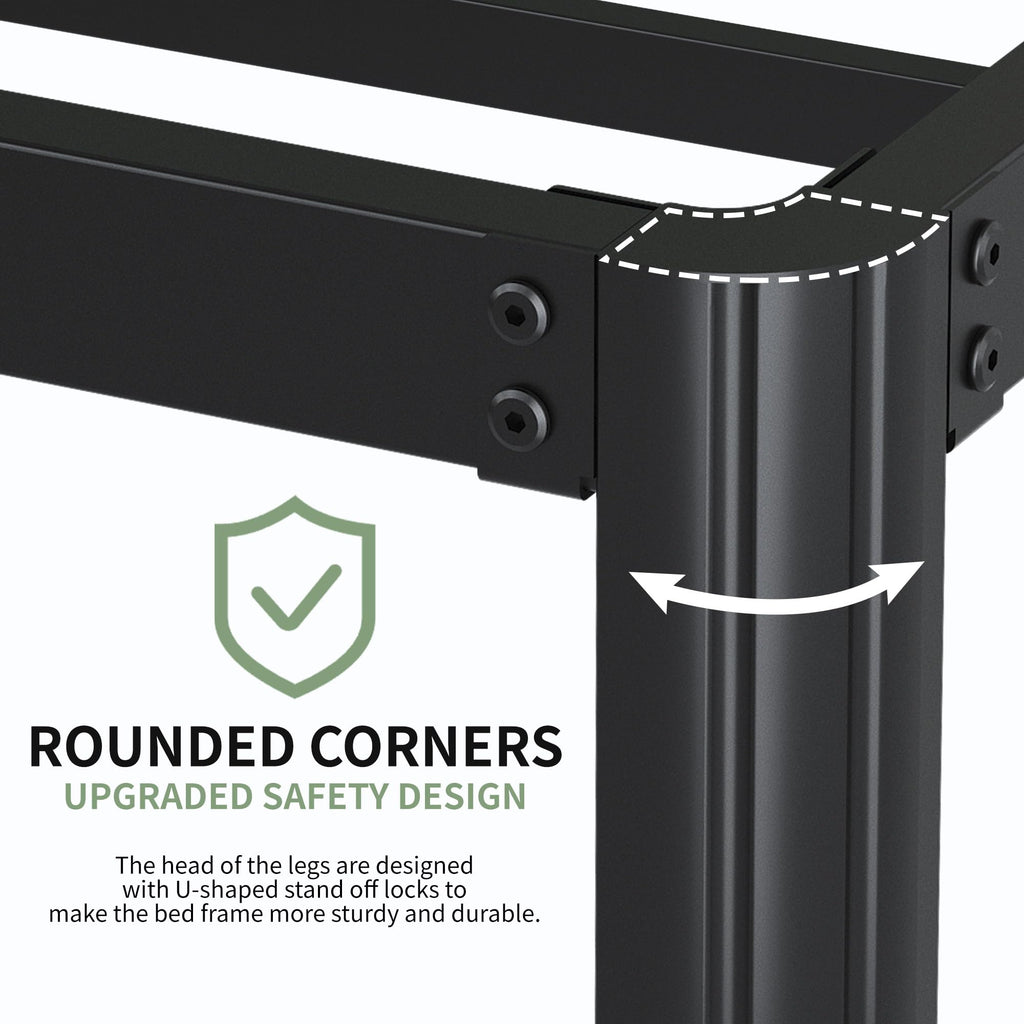 Black 7 Inch Queen Metal Platform Bed Frame Y962689