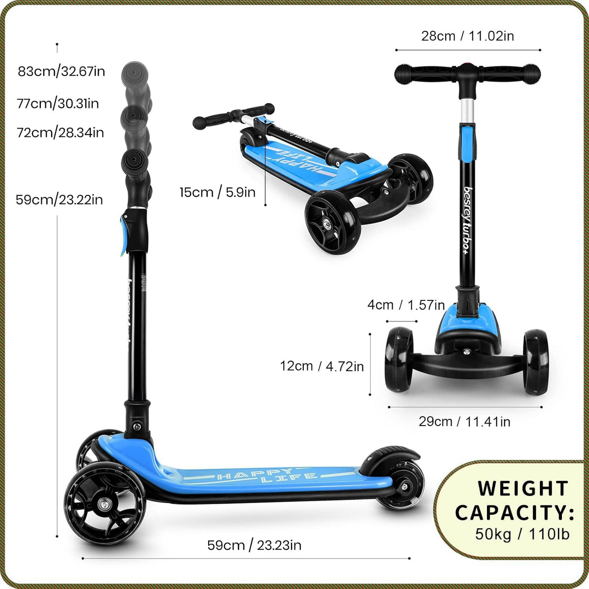 3 Wheel Scooter with 4 Adjustable Height R486361