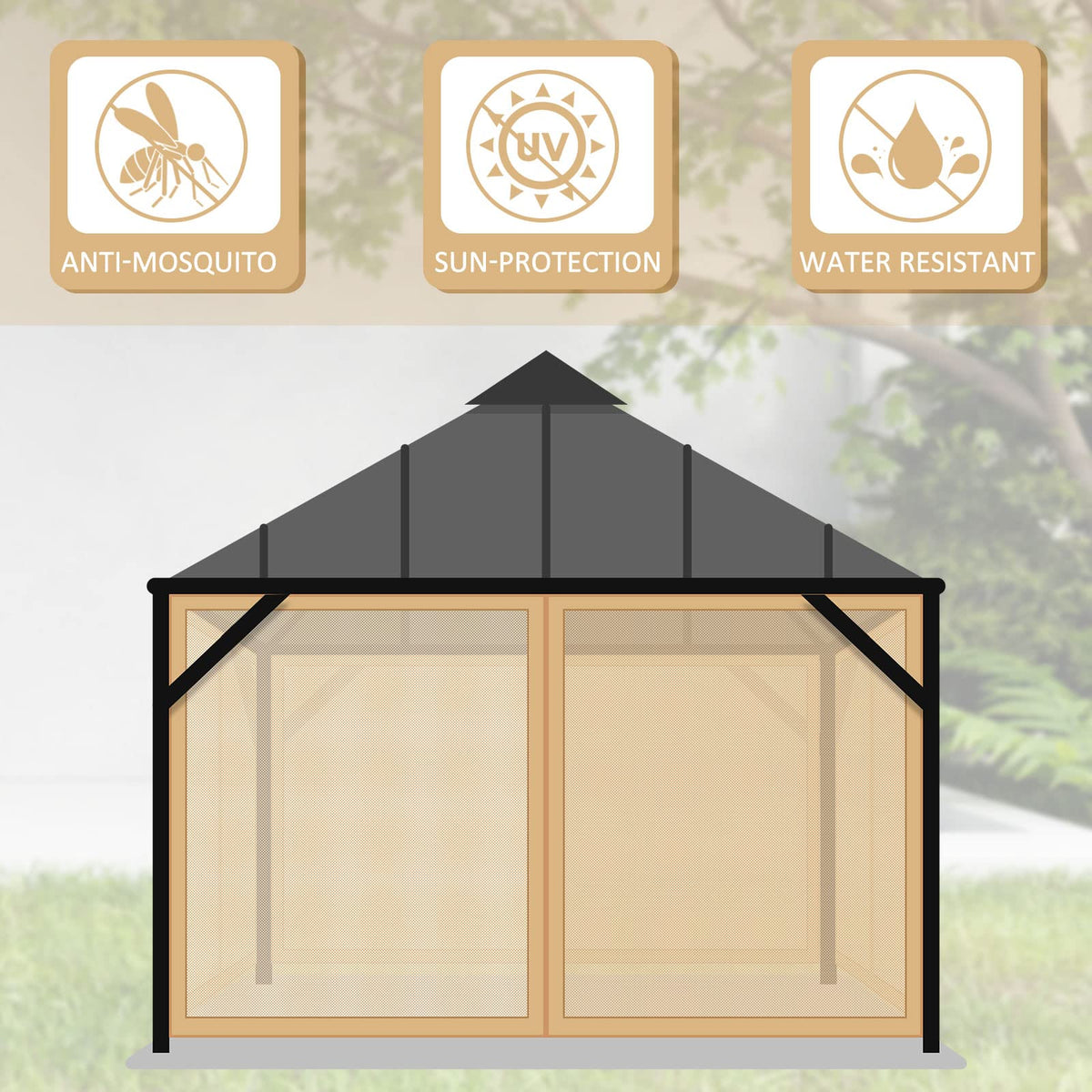 8x8 ft 4 Panel Gazebo Mosquito Netting V54534