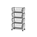 4-Tier Stackable Wire Storage Baskets with Wheels D89600