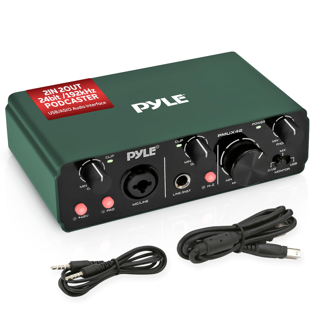 USB Audio Interface 2 Inputs 2 Outputs 48V Phantom Power Metal Z768373