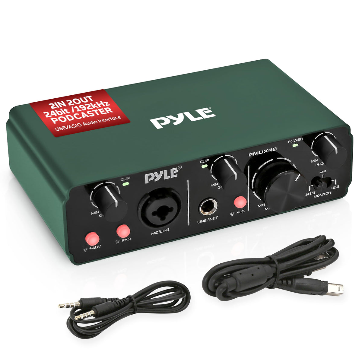 USB Audio Interface 2 Inputs 2 Outputs 48V Phantom Power Metal Z768373