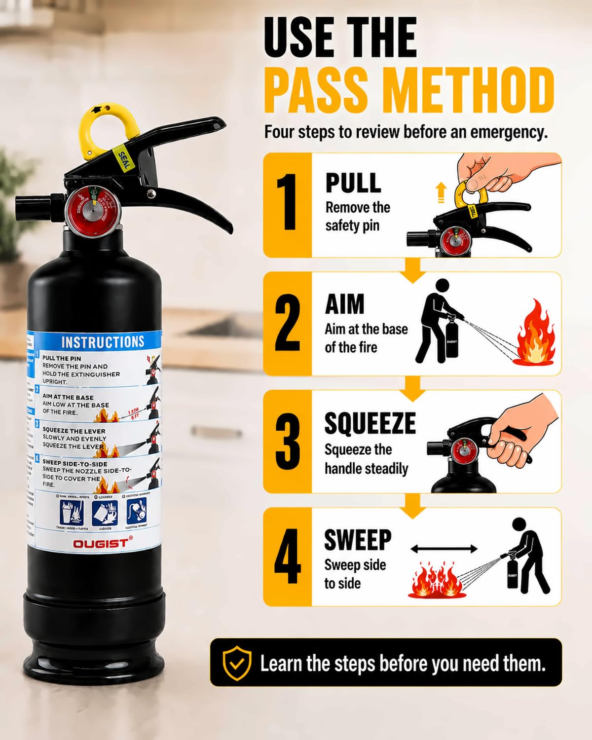 Car Fire Extinguisher 2.5lb Dry Chemical 1 Pack N3717