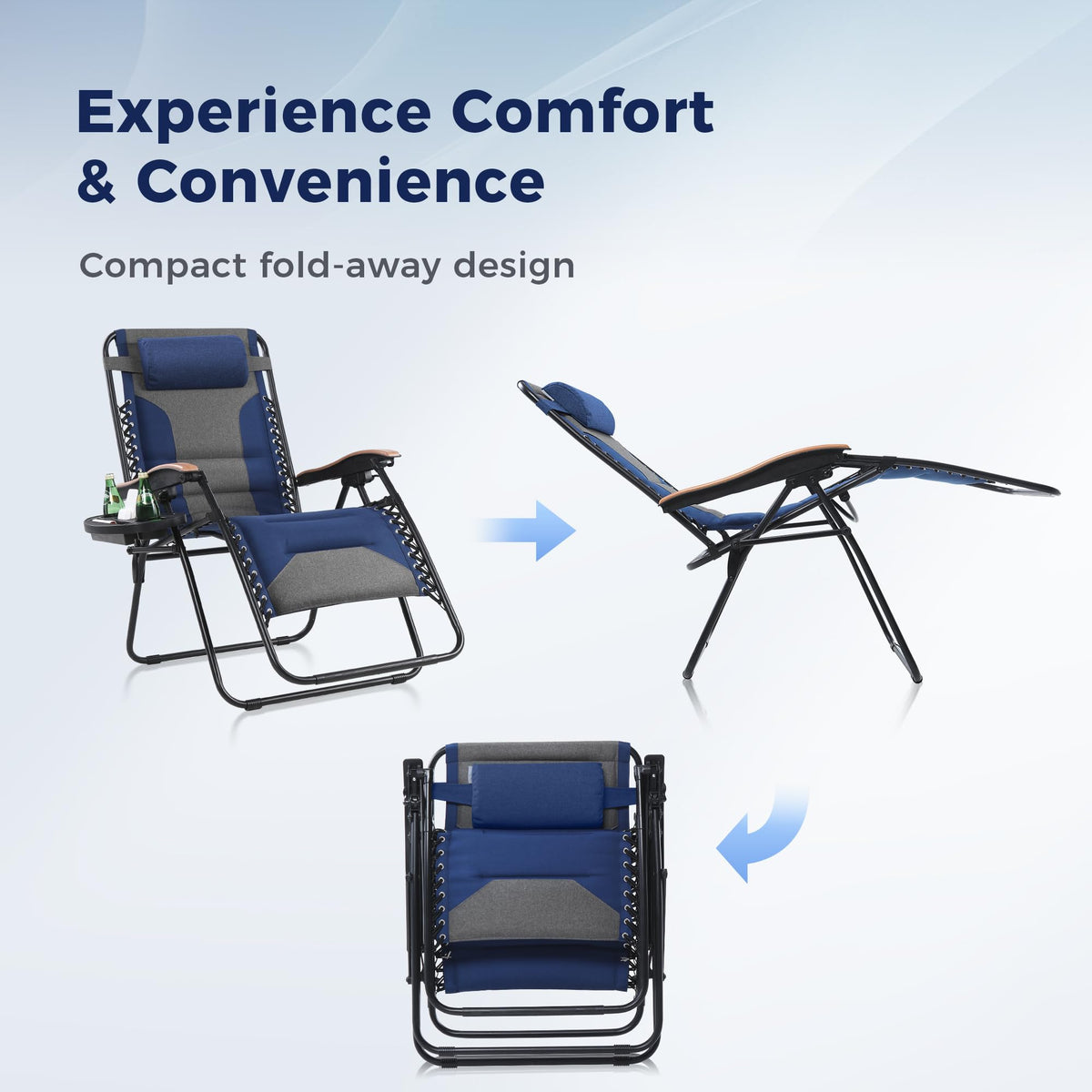 Oversized Padded Zero Gravity Chair Set of 2 Blue N872