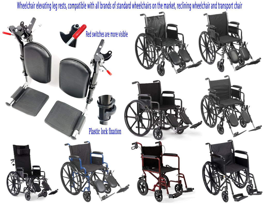 Wheelchair Elevating Leg Rests with Padded Calf Pad and Composite Footplates, 1 Pair V644