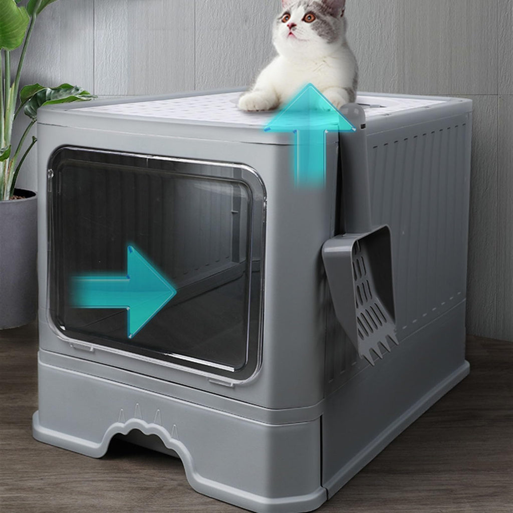 Foldable Enclosed Cat Litter Box with Lid K53387