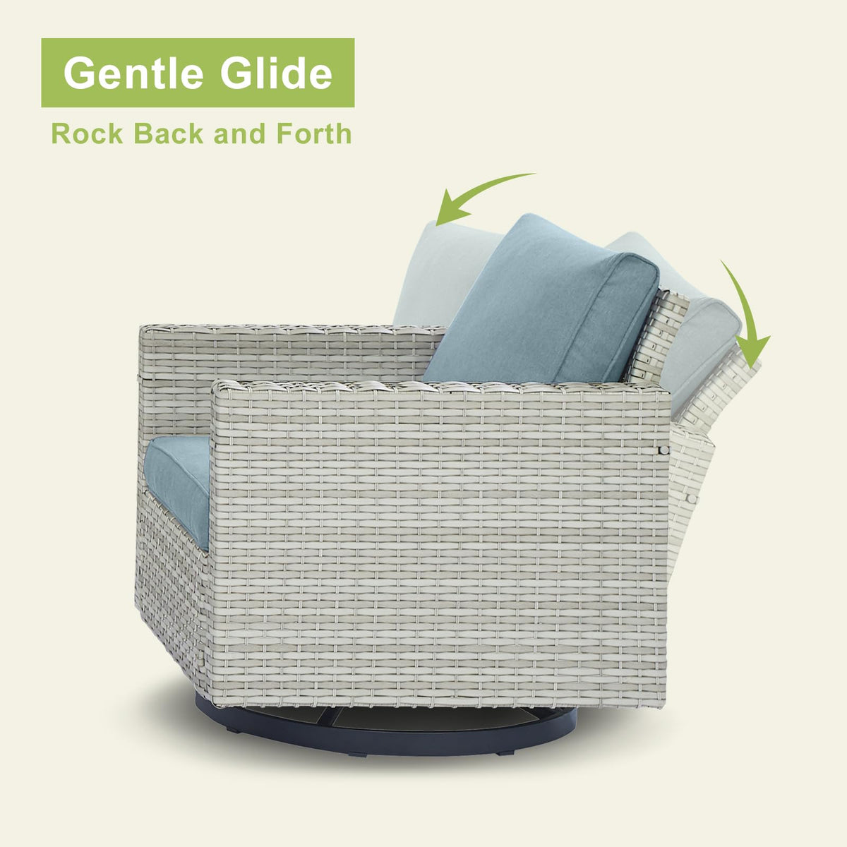 7 Piece Wicker Patio Conversation Set with Swivel Rocker Chairs and Ottoman K3197